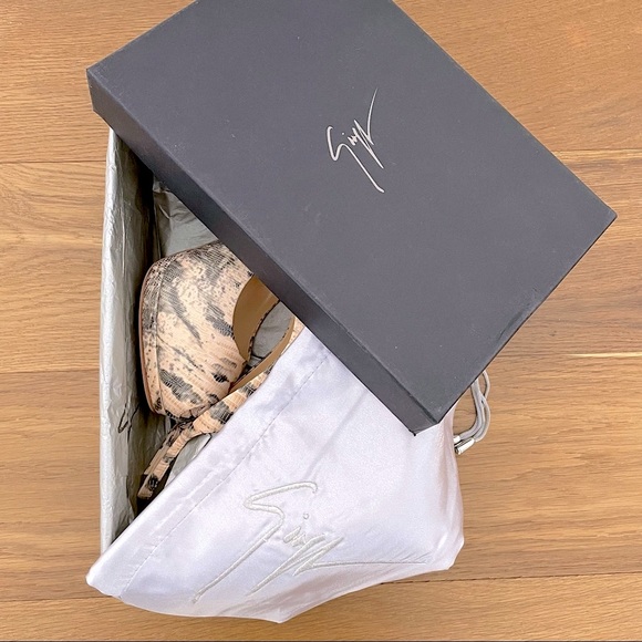 GIUSEPPE ZANOTTI DESIGN Sharon 80 Pl. Sand Karolin Lizard Print Sling-back Heels - Picture 10 of 11